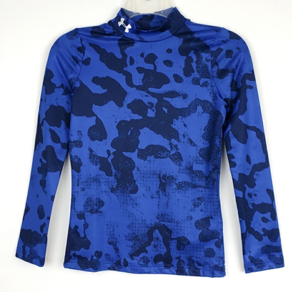 NWT Under Armour Boy's Fitted Blue Camo Coldgear M